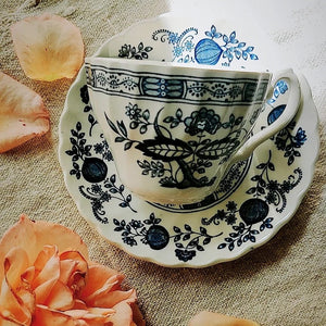 Lumânare Cup & Candle în ceașcă vintage Myott, model Blue Onion