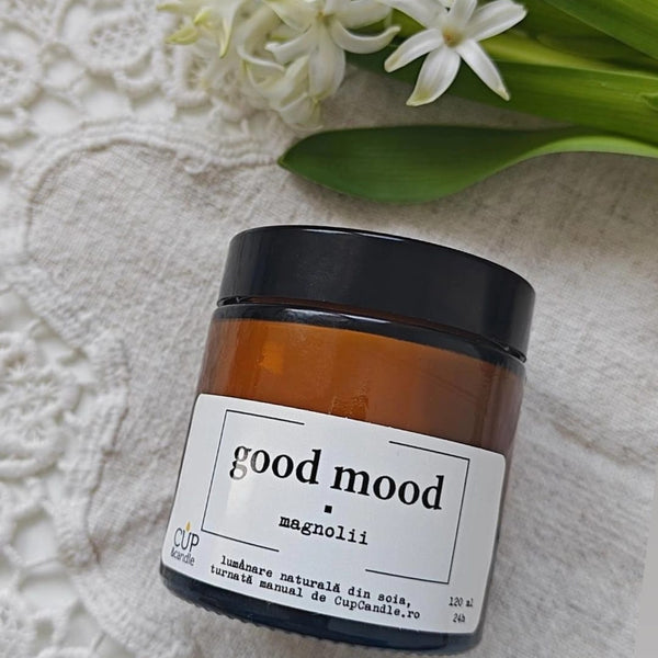 #GoodMood. Lumânare vegană din ceară de soia, Magnolii