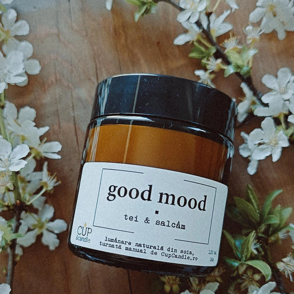 #GoodMood. Lumânare vegană din ceară de soia, Tei & salcâm