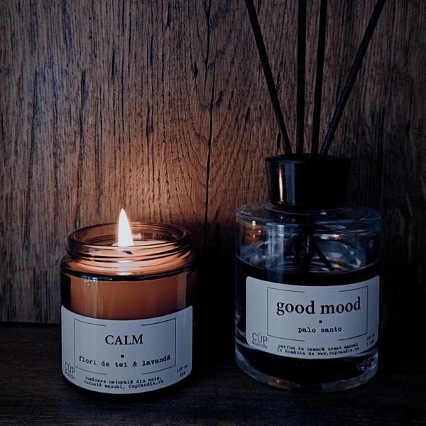#GoodMood. Lumânare CALM, cu parfum de flori de tei și lavandă