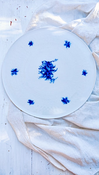 Platou mare, pentru tort, Rosenthal Rhapsody vintage, cu detalii în relief și florale