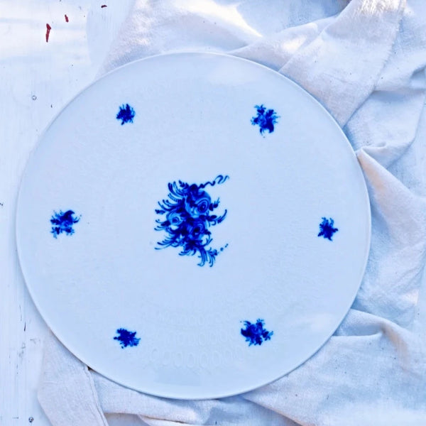 Platou mare, pentru tort, Rosenthal Rhapsody vintage, cu detalii în relief și florale